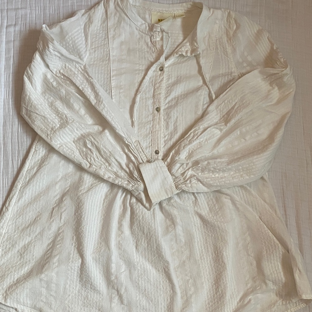 MAEVE  White Textured Button-Up Tunic - Picture 7 of 11